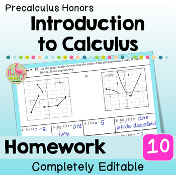 Introduction to Calculus Homework Unit 10 Precalculus