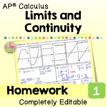 Limits and Continuity Homework (AP Calculus Unit 1)