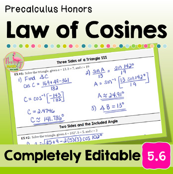 Law of Cosines Lesson Unit 5 Precalculus