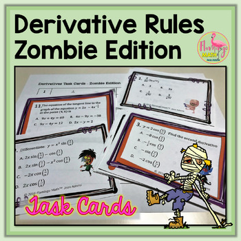 Derivative Rules Task Cards Zombie Edition (Unit 3 Calculus)