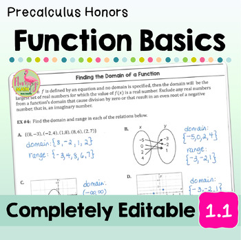 Function Basics Lesson Unit 1 Precalculus