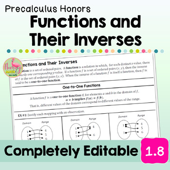 Functions and Their Inverses Lesson Unit 1 Precalculus