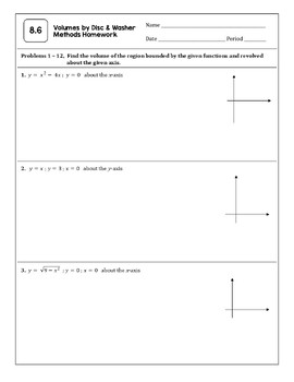 Applications of Integration Homework (Unit 8 AP Calculus AB) - Image 4