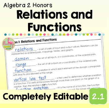 Relations and Functions (Algebra 2 - Unit 2)