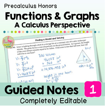 Functions and Graphs Guided Notes Unit 1 Precalculus