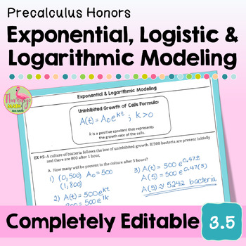 Exponential Logistic and Logarithmic Modeling Lesson Unit 3 Precalculus