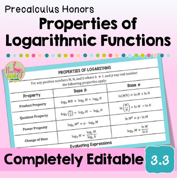Properties of Logarithmic Functions Lesson Unit 3 Precalculus