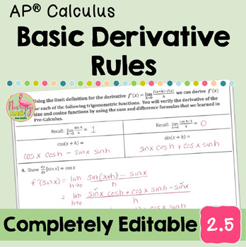 Basic Derivative Rules (Unit 2 Calculus)