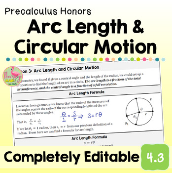 Arc Length and Circular Motion Lesson Unit 4 Precalculus