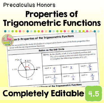 Properties of Trigonometric Functions Lesson Unit 4 Precalculus