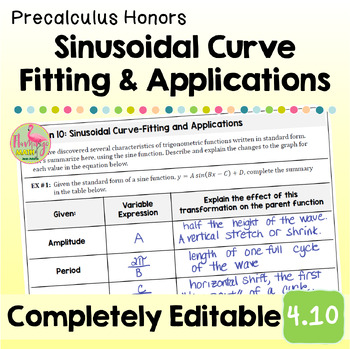 Sinusoidal Curve Fitting and Applications Lesson Unit 4 Precalculus