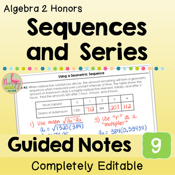 Sequences and Series Guided Notes (Algebra 2 - Unit 9)