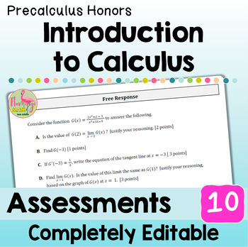 Introduction to Calculus Assessments Unit 10 Precalculus