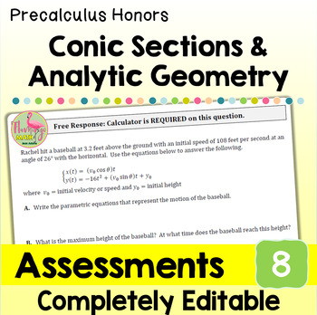 Conic Sections and Analytic Geometry Assessments Unit 8 Precalculus