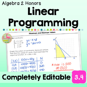 Linear Programming (Algebra 2 - Unit 3)