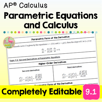 Parametric Equations and Calculus (Unit 9 AP Calculus BC)