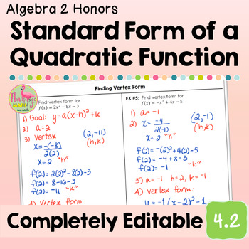 Standard Form of a Quadratic Function (Algebra 2 - Unit 4)