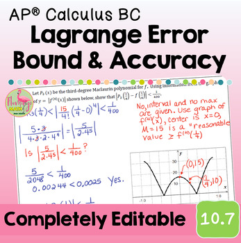 Lagrange Error Bound and Accuracy (BC Calculus - Unit 10)