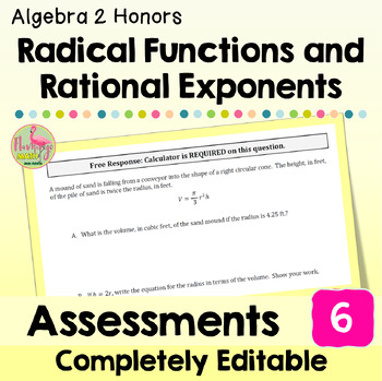 Radical Functions Assessments (Unit 6 Algebra 2)