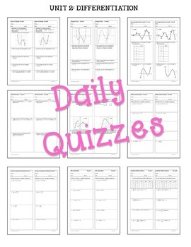 Differentiation-Basic Derivative Rules Daily Quizzes (Unit 2 Calculus) - Image 2