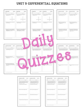 Differential Equations Daily Quizzes (Unit 7-AP Calculus AB) - Image 2