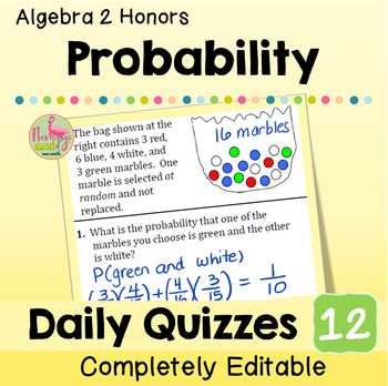 Probability Daily Quizzes (Algebra 2 - Unit 12)