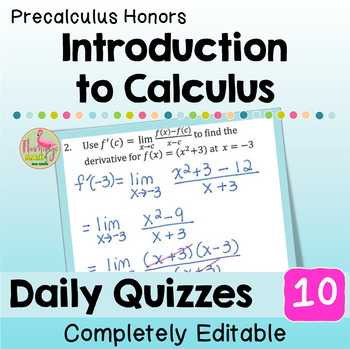 Introduction to Calculus Daily Quizzes Unit 10 Precalculus