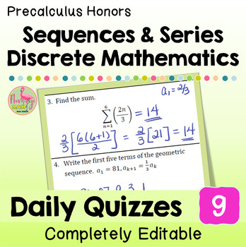 Sequences and Series Daily Quizzes Unit 9 Precalculus