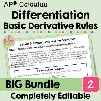 Differentiation-Basic Derivative Rules BIG Bundle (Unit 2 Calculus)