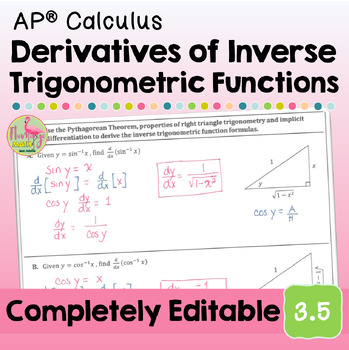 Derivatives of Inverse Trigonometric Functions (Unit 3 Calculus)