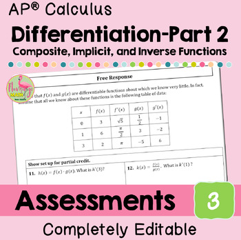Differentiation Rules Assessments (Unit 3 AP Calculus)