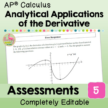 Analytic Applications of Differentiation Assessments (Unit 5 AP Calculus)