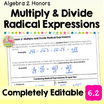 Multiply and Divide Radical Expressions (Unit 6 Algebra 2)