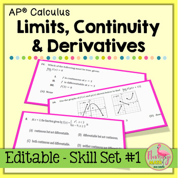 AP Calculus Limits Continuity and Derivatives Multiple Choice Monday