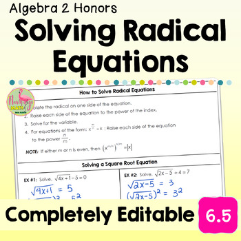 Solving Radical Equations (Unit 6 Algebra 2)