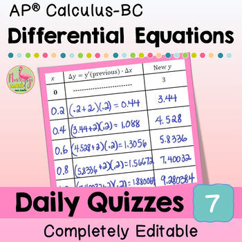 Differential Equations Daily Quizzes (Unit 7-AP Calculus BC)