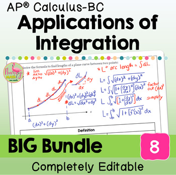 Applications of Integration BIG Bundle (Unit 8 AP Calculus BC)