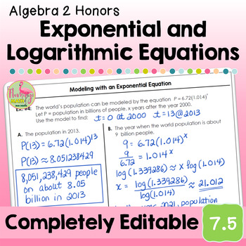 Exponential and Logarithmic Equations (Algebra 2 - Unit 7)