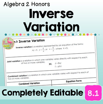Inverse Variation (Unit 8 Algebra 2)