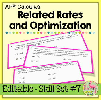 AP Calculus Related Rates and Optimization Multiple Choice Monday