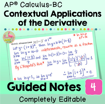 Contextual Applications of Differentiation Guided Notes (BC Version - Unit 4)