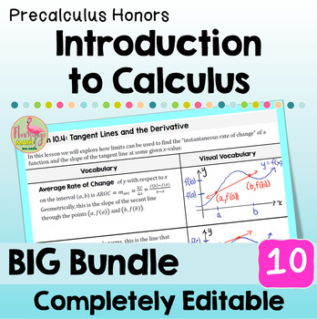 Introduction to Calculus BIG Bundle Precalculus (Unit 10)