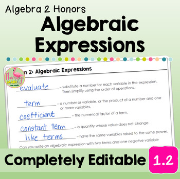Algebraic Expressions (Algebra 2 - Unit 1)