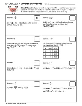 Derivatives of Inverse Functions Circuit-Training & Scavenger Hunt - Image 4